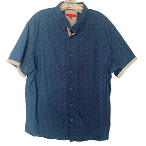 Men's Blue Short Sleeve Shirt with contrast trim Report Collection size XXL